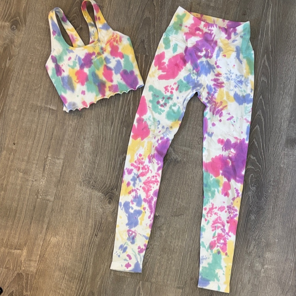 Spiritual Gangster Tie-Dye Crop Tank and Legging Set - Multicolor